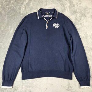 Bogner Sweater Mens Medium Navy Golf & Country Club Crest Lightweight Pullover